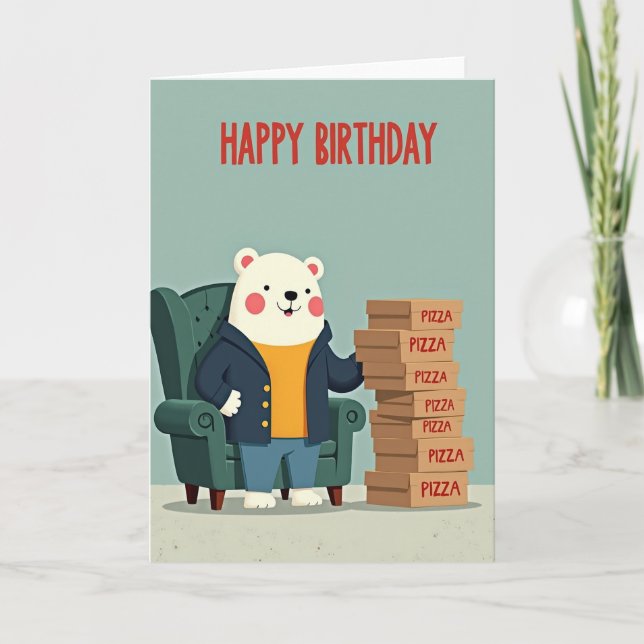 Joyful Pizza Creature Birthday Card (Front)