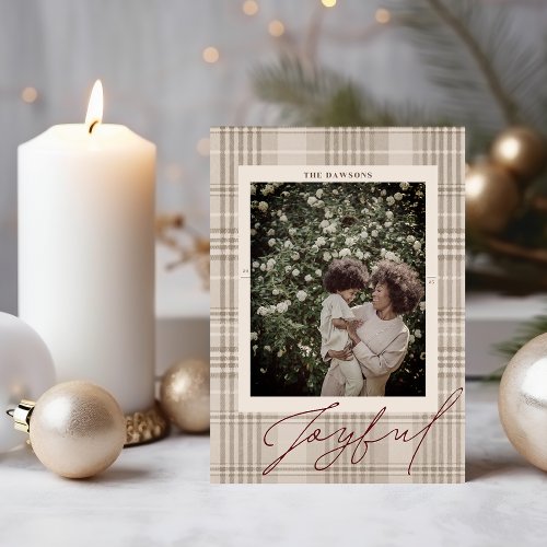 Joyful Plaid Christmas Photo Holiday Card