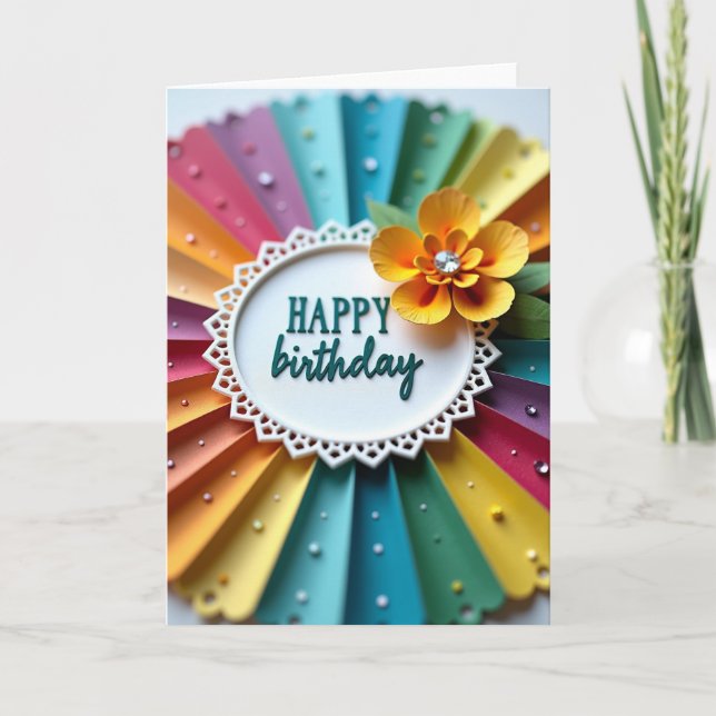 Joyful Pleated Birthday Card (Front)