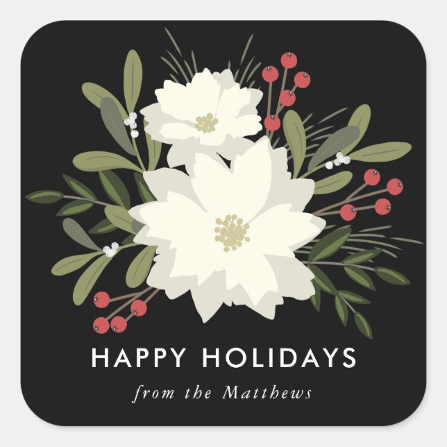 Joyful Poinsettia - Christmas Sticker (Front)