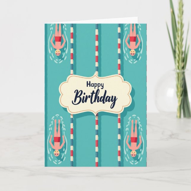 Joyful Pool Birthday Card (Front)