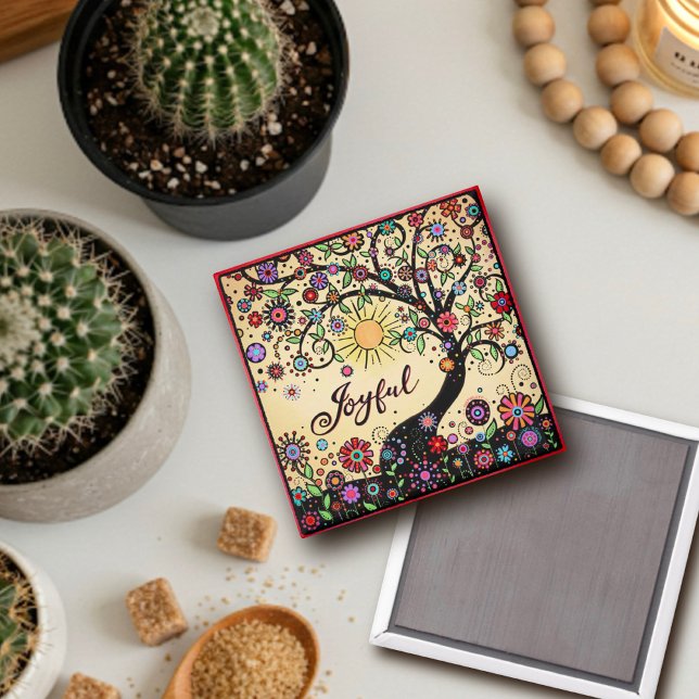 Joyful Pretty Tree Colorful Floral Inspirivity Magnet (Creator Uploaded)