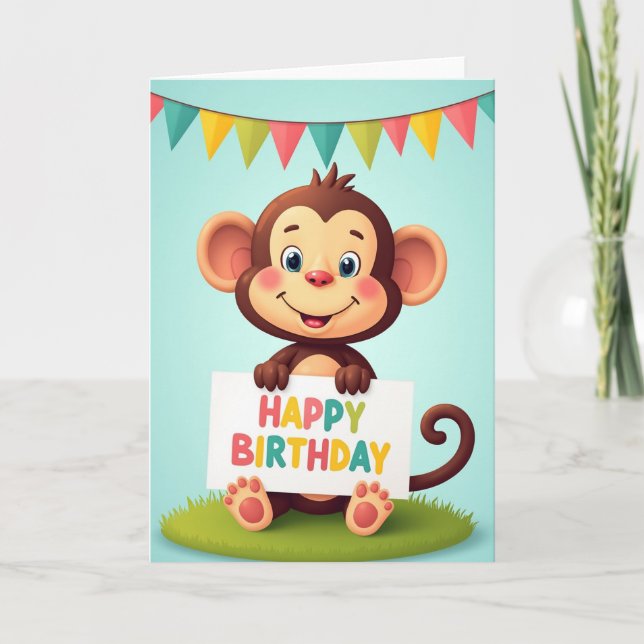 Joyful Primate Birthday Card (Front)