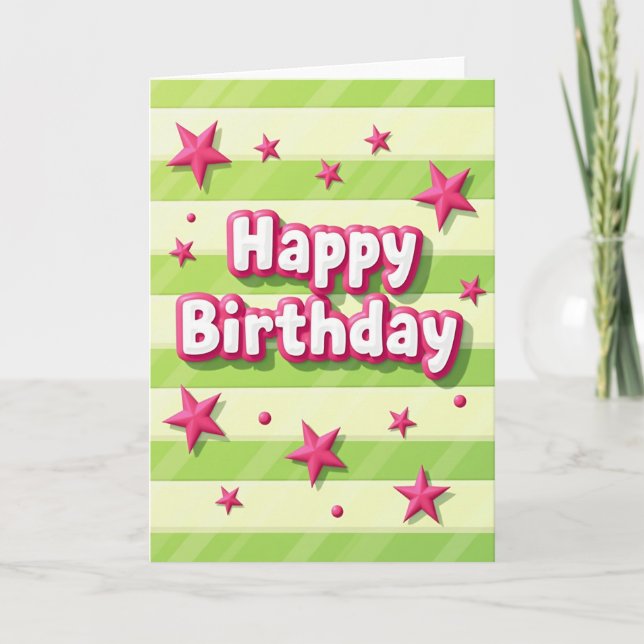 Joyful Puffy Birthday Card (Front)