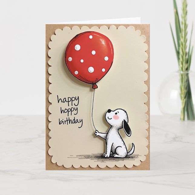 Joyful Puppy Balloon Card (Front)