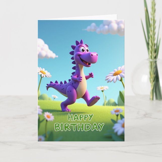 Joyful Purple Creature Birthday Card (Front)