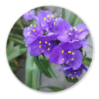 Joyful Purple Flowers Ceramic Knob