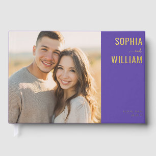 Joyful Purple Modern Photo Foil Guest Book