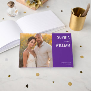 Joyful Purple Modern Photo Guest Book