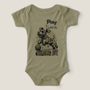Joyful Pursuit: Gray Dog's Playtime Adventure Infant T-shirt