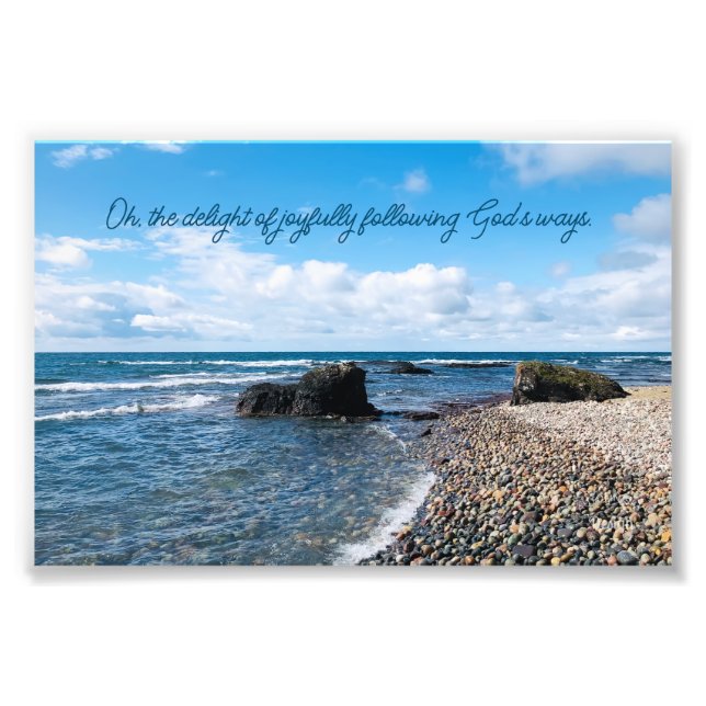 Joyful Quote Inspiring Beach Photography Photo Print (Front)