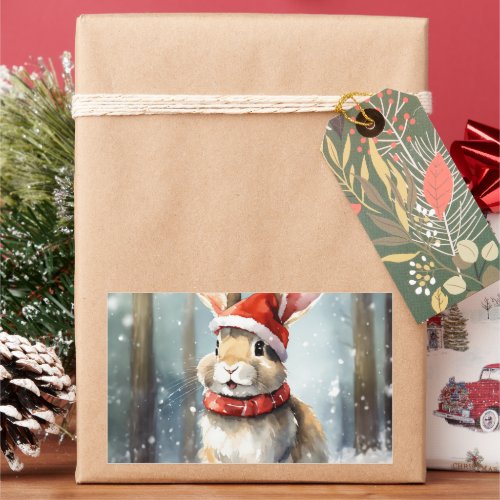 Joyful Rabbit A Christmas Frolic in the Enchante Rectangular Sticker