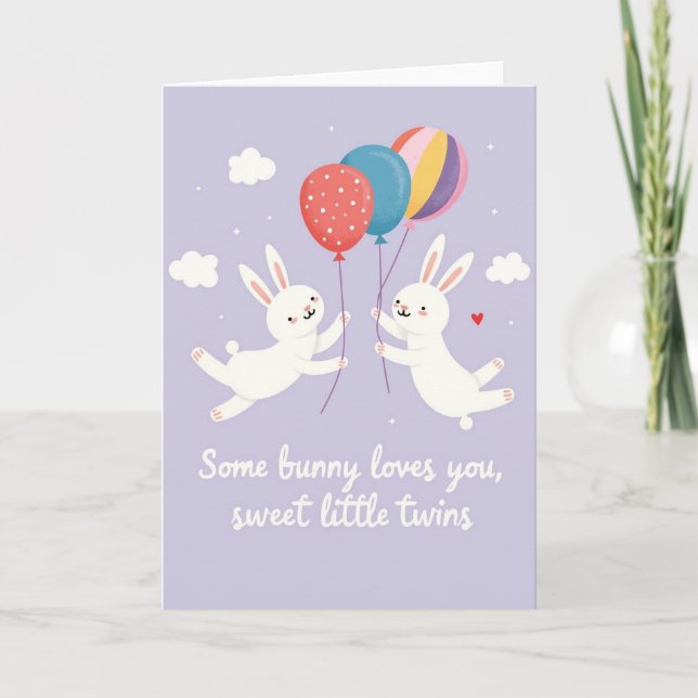 Joyful Rabbit Balloon Card (Front)