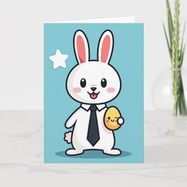 Joyful Rabbit Friend Card (Front)