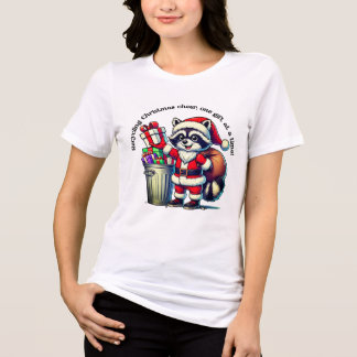 Joyful raccoon shares Christmas gifts Tri-Blend Shirt
