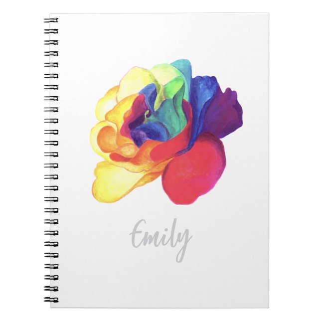 Joyful Rainbow Rose Custom  Notebook (Front)