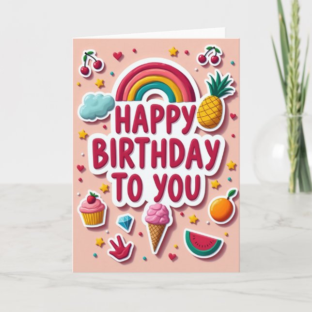 Joyful Rainbow Sticker Card (Front)
