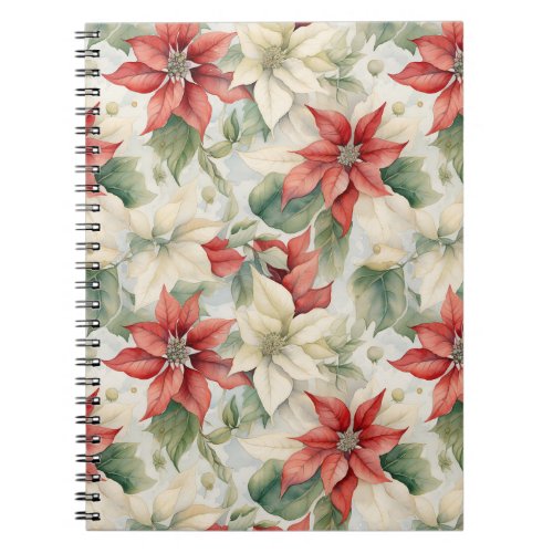 Joyful Red and Green Poinsettia Notebook