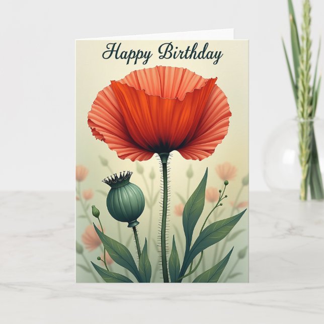 Joyful Red Bloom Card (Front)