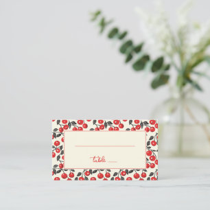 Joyful Red Cherry Border Place Card