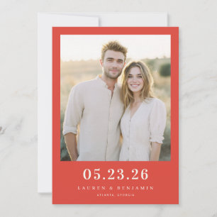 Joyful Red Classic Photo Save The Date