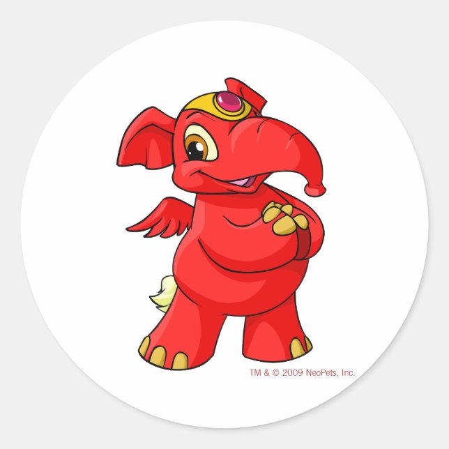 Joyful red Elephante Classic Round Sticker (Front)