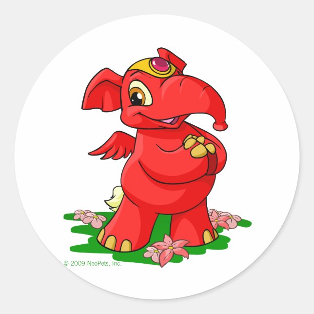 Joyful red Elephante in Shenkuu Classic Round Sticker (Front)