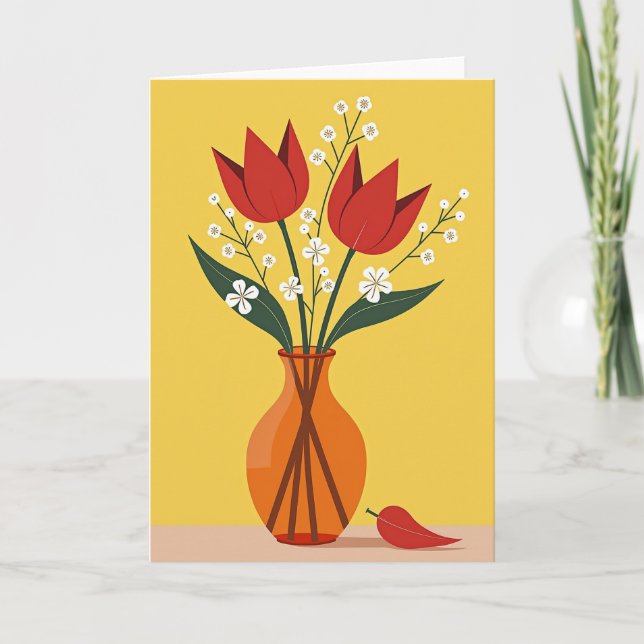Joyful Red Floral Card (Front)