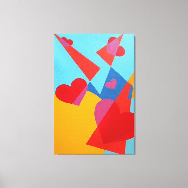 Joyful Red Hearts Abstract Print (Front)