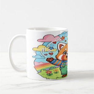 Joyful Red Panda Music & Rainbow Mug - Cute Animal