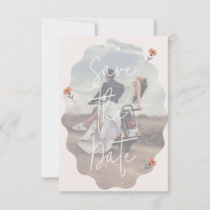 Joyful Retro Pink Wedding Save the dates card