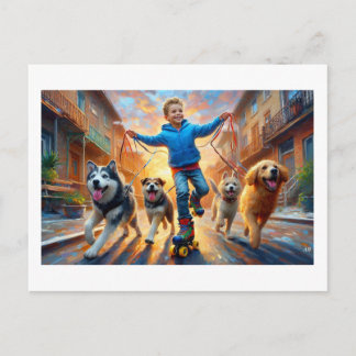 Joyful Roller Skating Adventure, Postcard