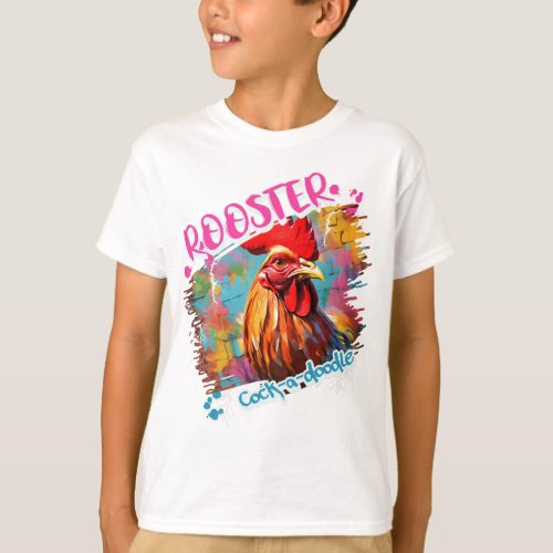 Joyful Rooster Doodle Style art T_Shirt
