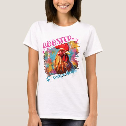 Joyful Rooster Doodle Style art T_Shirt