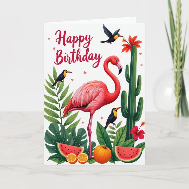 Joyful Rose Bird Card (Front)