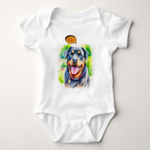 Joyful Rottweiler Pet  in Watercolor Baby Bodysuit
