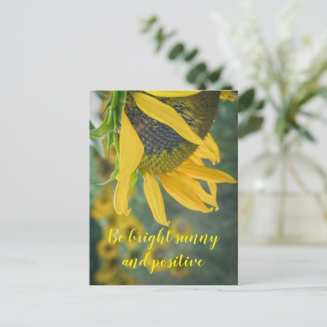 Joyful rustic sunflower postcard (Standing Front)