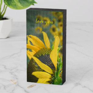 Joyful rustic sunflower wooden box sign