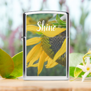 Joyful rustic sunflower zippo lighter