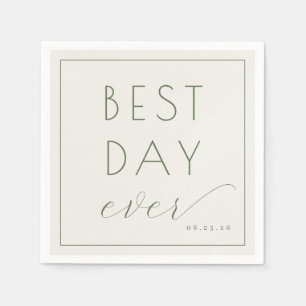 Joyful Sage Green Typographic Celebration Card Napkins