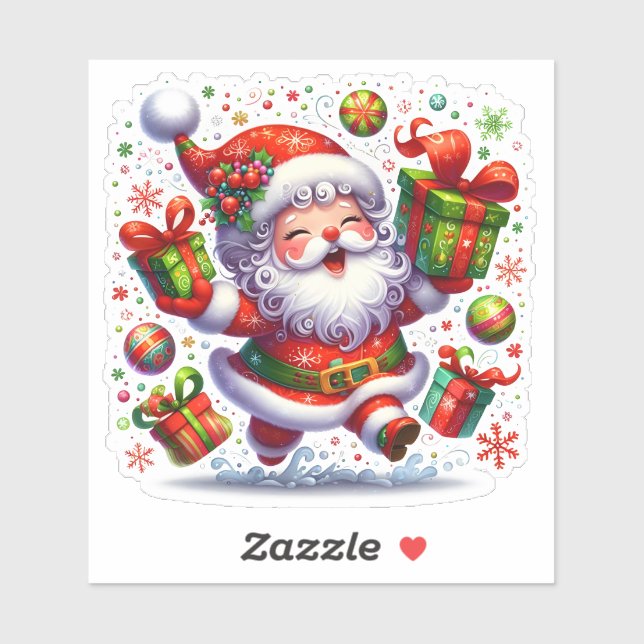 Joyful Santa Celebrates Christmas Sticker (Sheet)