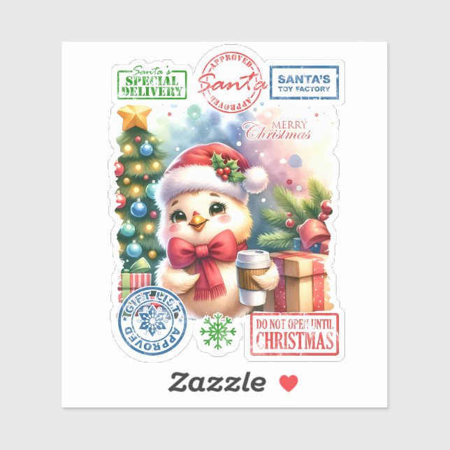 Joyful Santa Sack With Holiday Decor Sticker (Sheet)