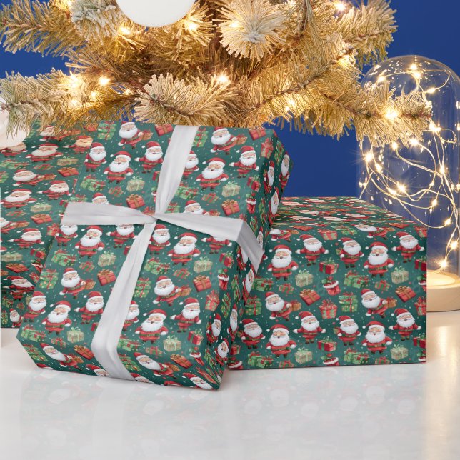 Joyful Santa-themed Christmas wrap Wrapping Paper (Holidays)