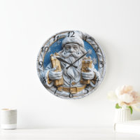 Joyful Santa with Christmas gifts Large Clock