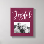 Joyful Script | Berry Purple Canvas Print<br><div class="desc">Show off your favorite photo in style with our Joyful Script canvas print. The canvas print features the word "Joyful" in a white,  hand-lettered script with your photo framed in purple. Personalize the print by adding your name or custom text.</div>