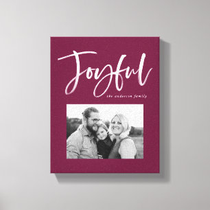 Joyful Script Berry Purple Canvas Print
