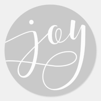 Joyful Script Classic Round Sticker by PinkMoonPaperie at Zazzle