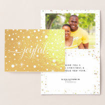 Joyful Script + Photo Color-Matching Snow + Stars Foil Card
