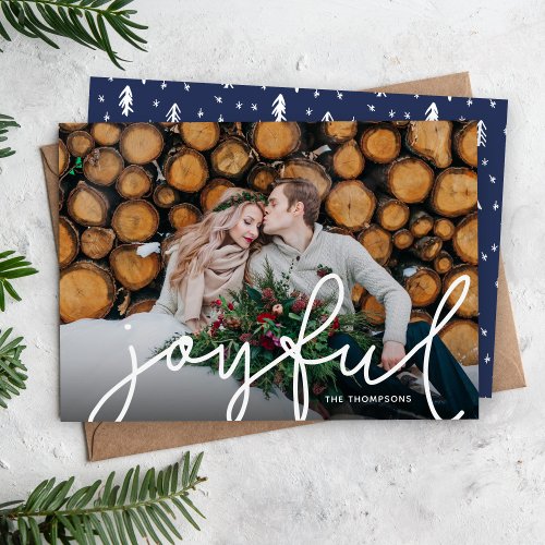 Joyful Script Photo Overlay Holiday Card