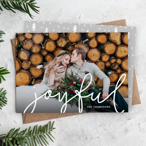 Joyful Script Photo Overlay Holiday Card